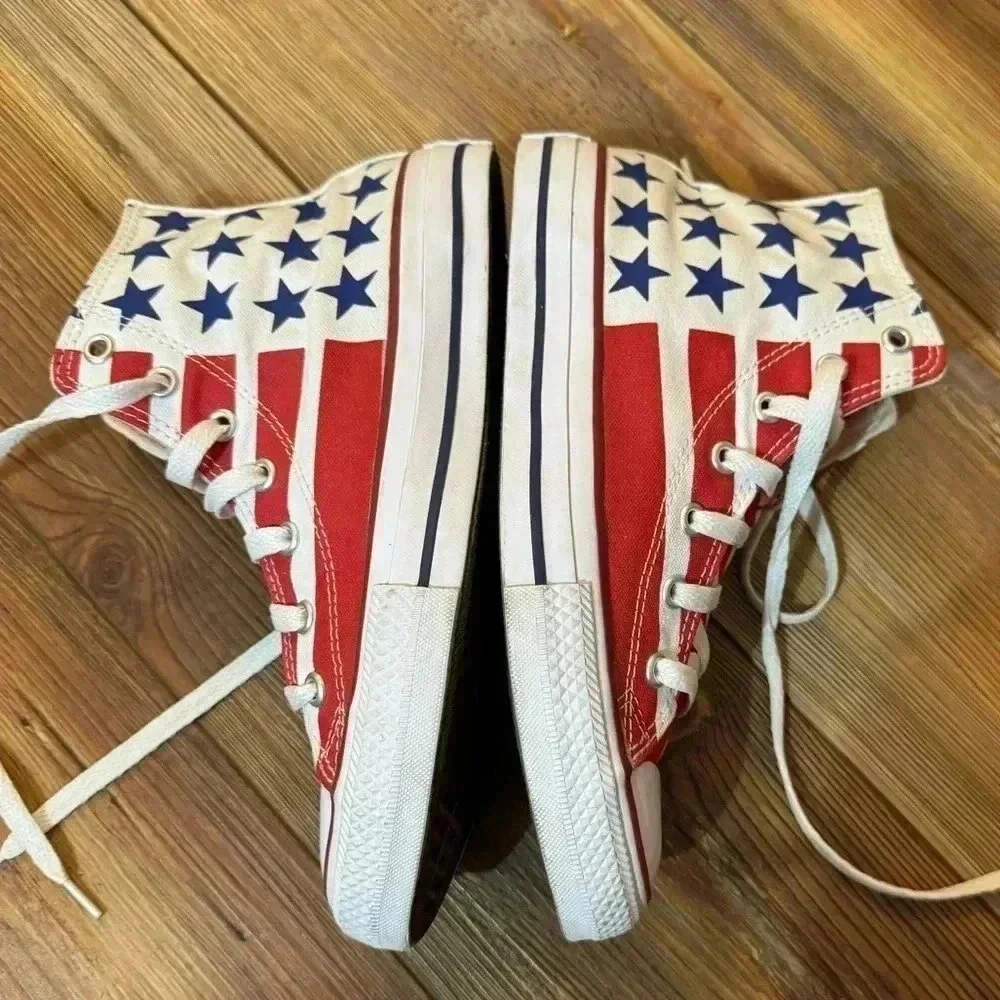 Converse Youth Kid’s Unisex American Flag High Top Sneakers - Size 4 like new - Picture 7 of 16